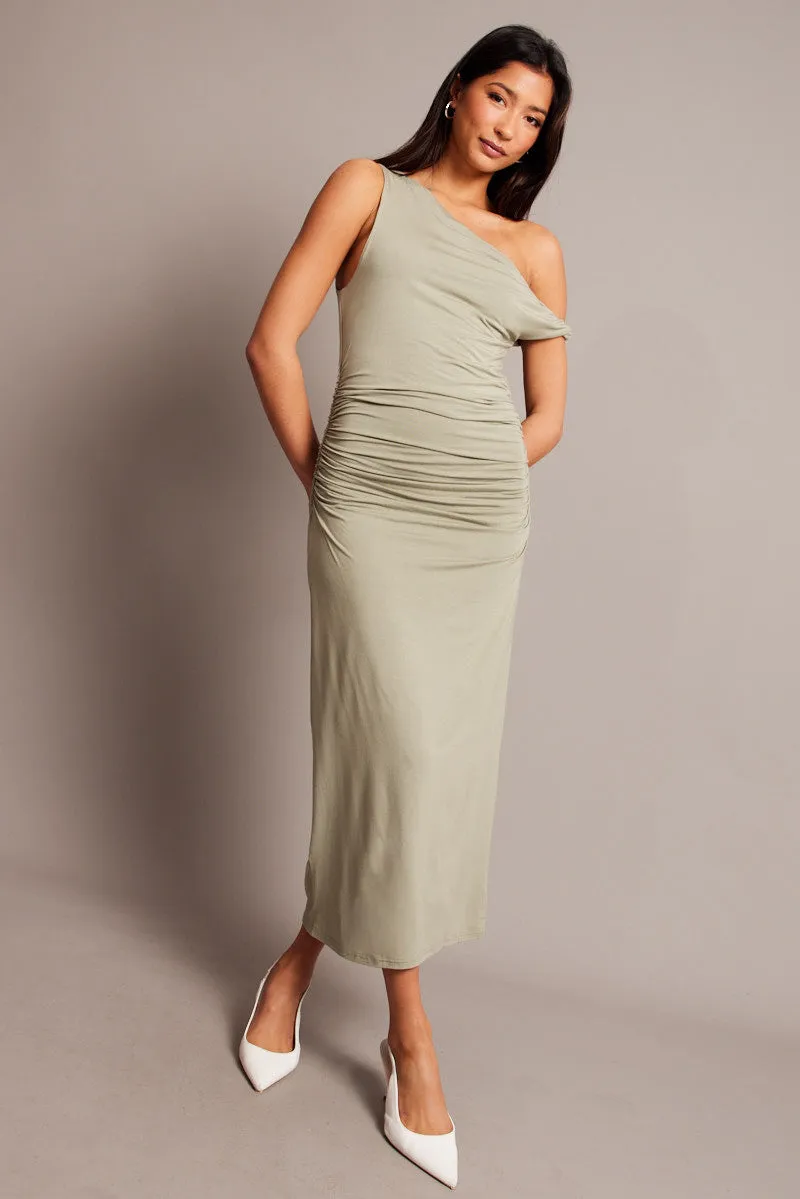 Green Bodycon Dress Twist Off Shoulder Supersoft sold by Ally Fashion