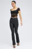 Black Lace Top Cap Sleeve Square Neck Open Back Stretch sold by Ally Fashion