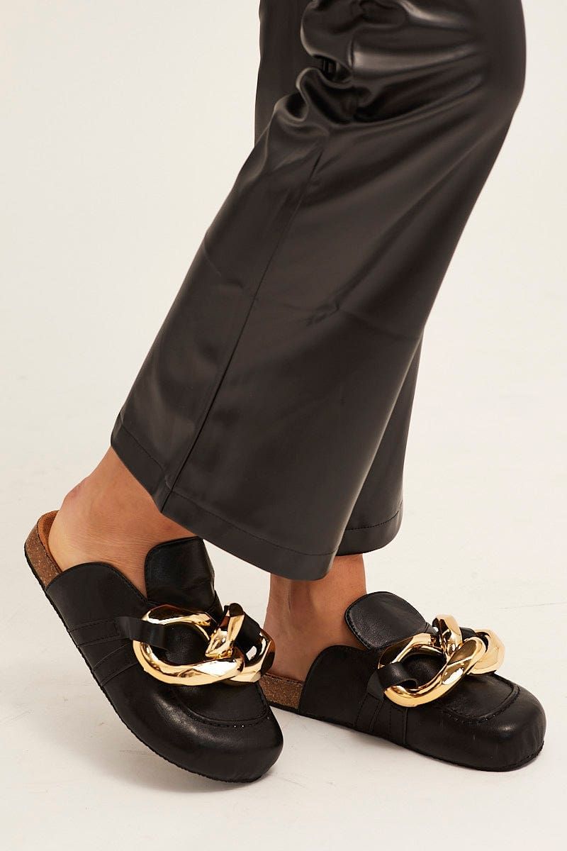 Black Chain Flat Mules sold by Ally Fashion