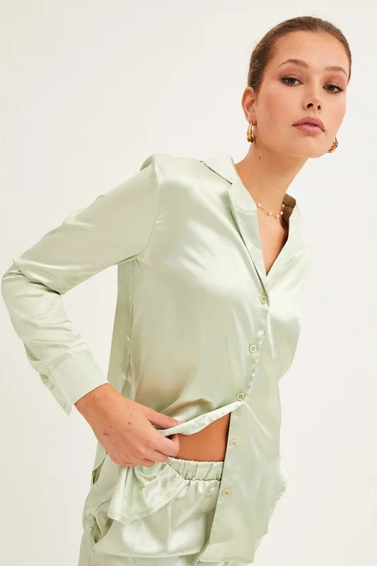 Green Long Sleeve Shirt sold by Ally Fashion