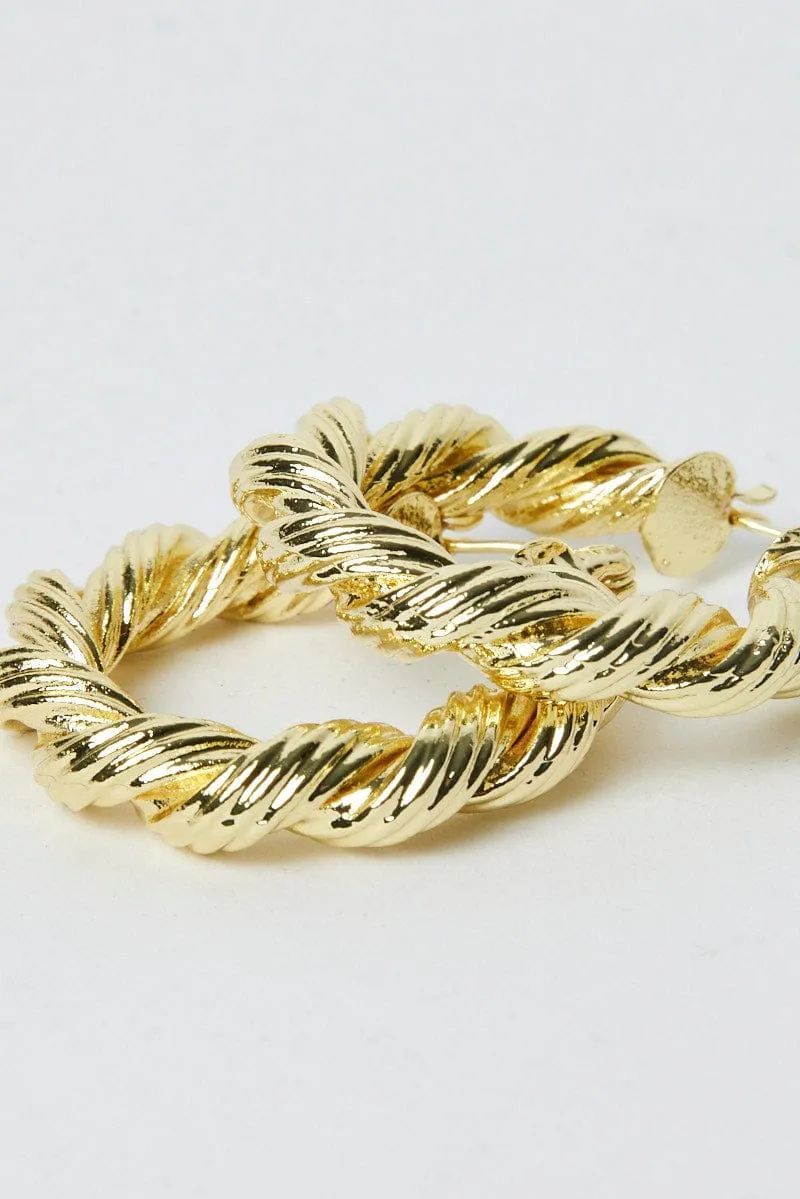 Gold Twist Hoop Earrings sold by Ally Fashion product image thumbnail 2