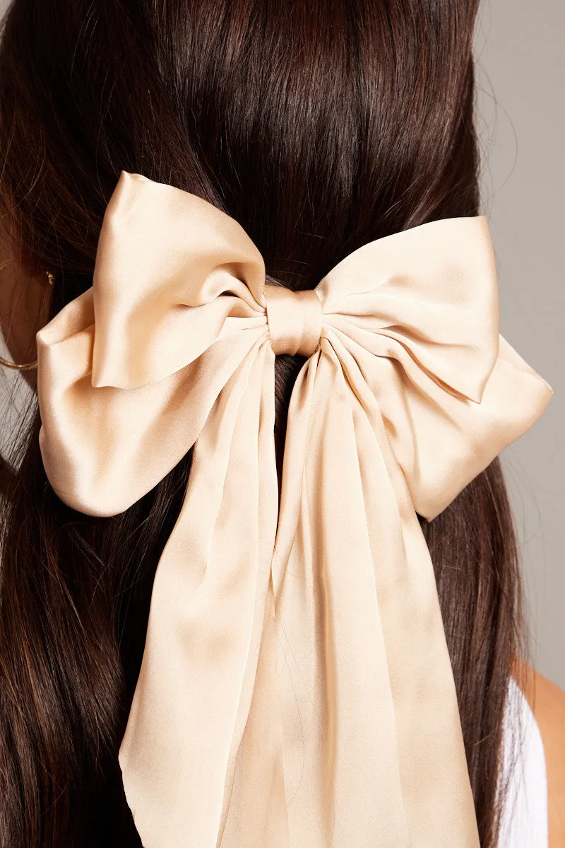 Beige Large Bow Hair Clip sold by Ally Fashion product image thumbnail 2