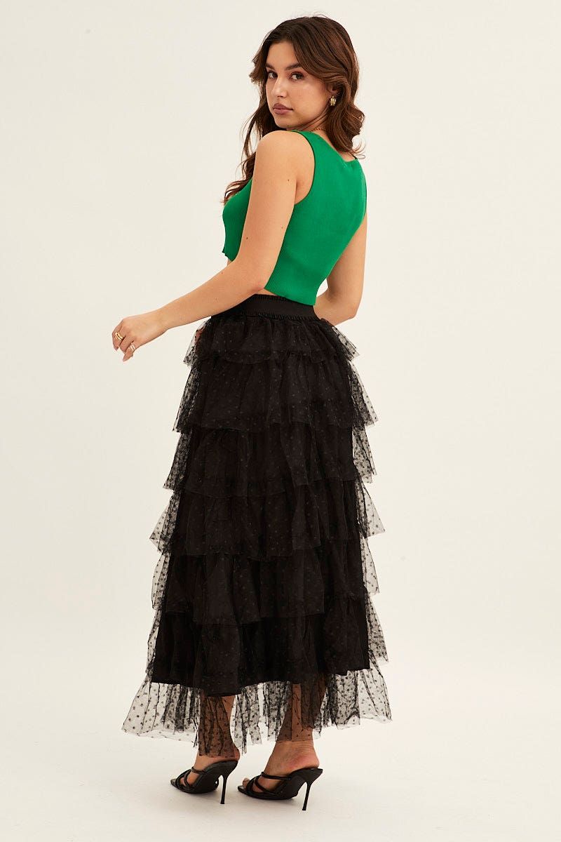 Black Midi Skirt Tulle Elastic Waist Mesh sold by Ally Fashion product image thumbnail 5