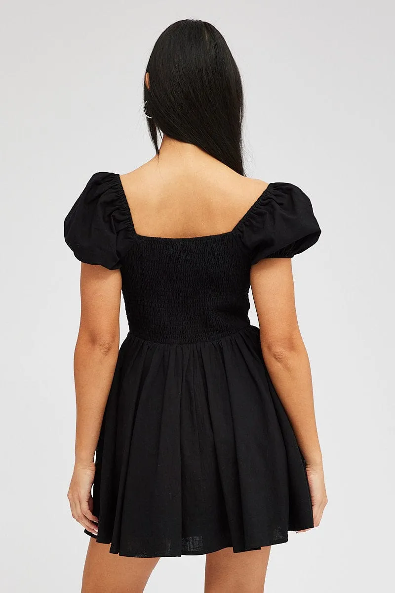 Black Fit And Flare Dress Puff Sleeve Mini sold by Ally Fashion product image thumbnail 5