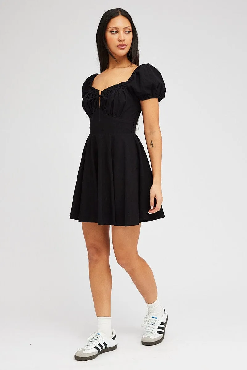Black Fit And Flare Dress Puff Sleeve Mini sold by Ally Fashion product image thumbnail 2