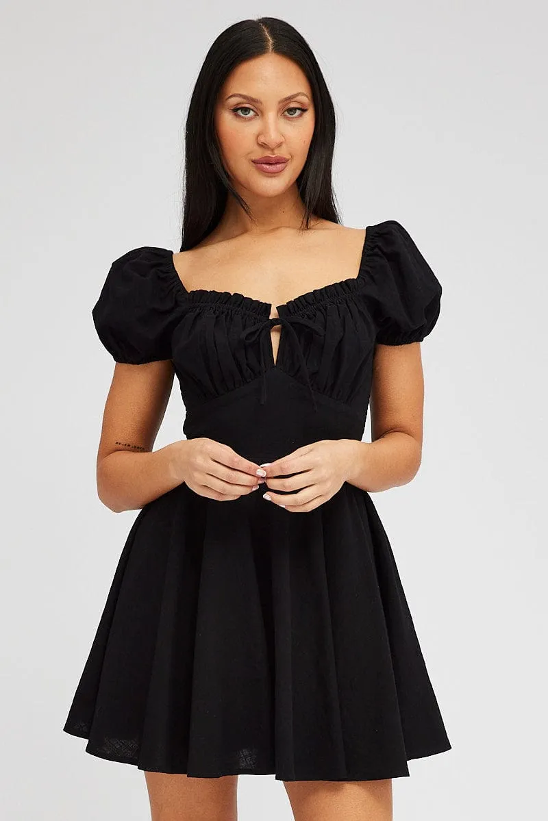 Black Fit And Flare Dress Puff Sleeve Mini sold by Ally Fashion product image thumbnail 3