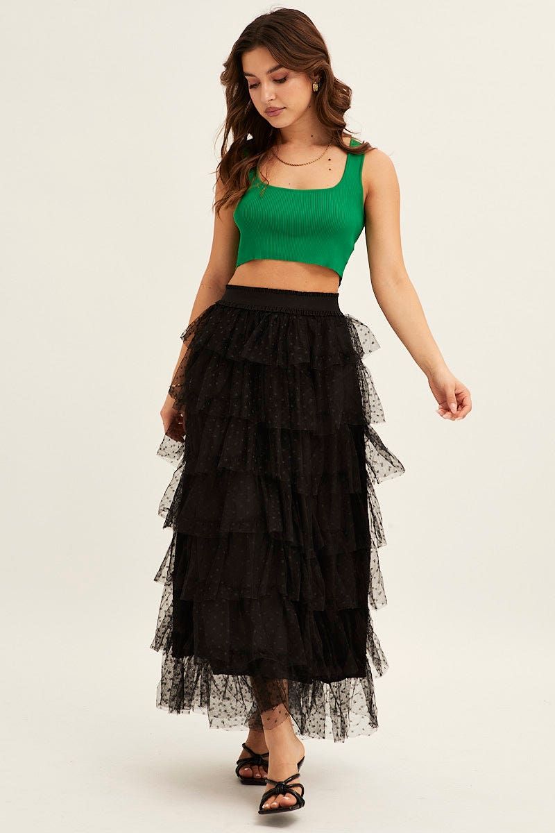 Black Midi Skirt Tulle Elastic Waist Mesh sold by Ally Fashion product image thumbnail 3