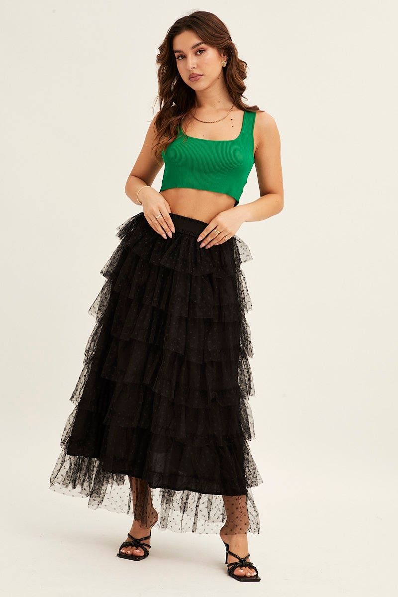 Black Midi Skirt Tulle Elastic Waist Mesh sold by Ally Fashion
