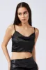 Black Cami Top Sleeveless Cowl Neck Crop Satin sold by Ally Fashion