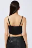 Black Cami Top Sleeveless Cowl Neck Crop Satin sold by Ally Fashion