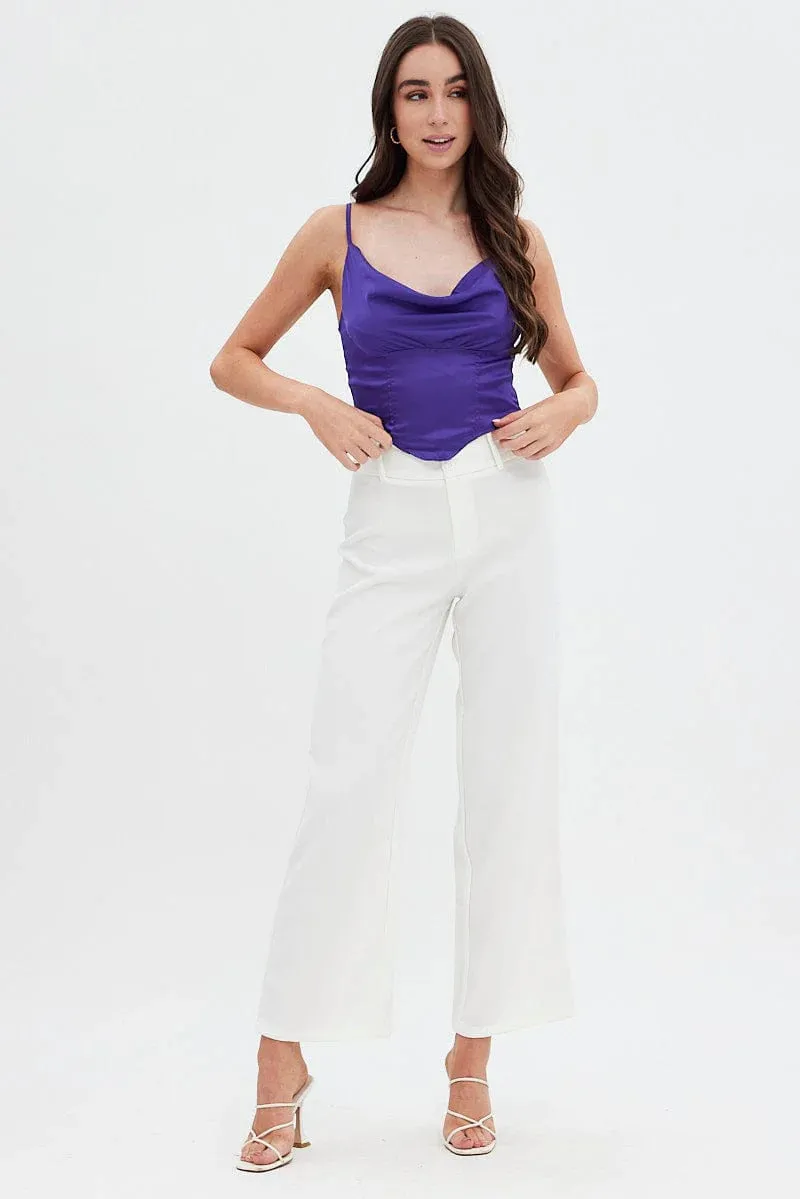 Purple Sleeveless Satin Cami Top sold by Ally Fashion product image thumbnail 2