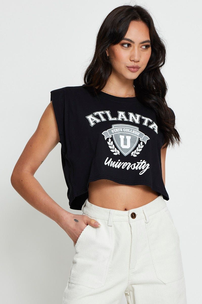 Black Crop T-Shirt Short Sleeve sold by Ally Fashion