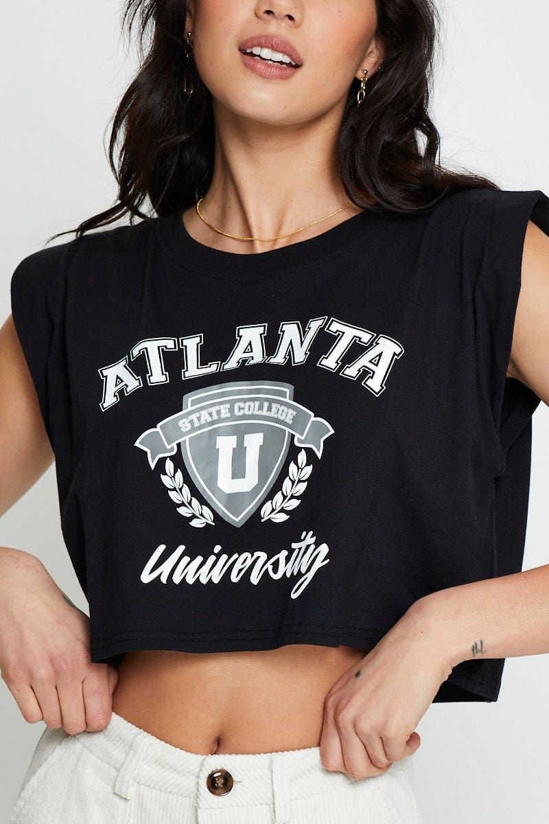 Black Crop T-Shirt Short Sleeve sold by Ally Fashion product image thumbnail 5