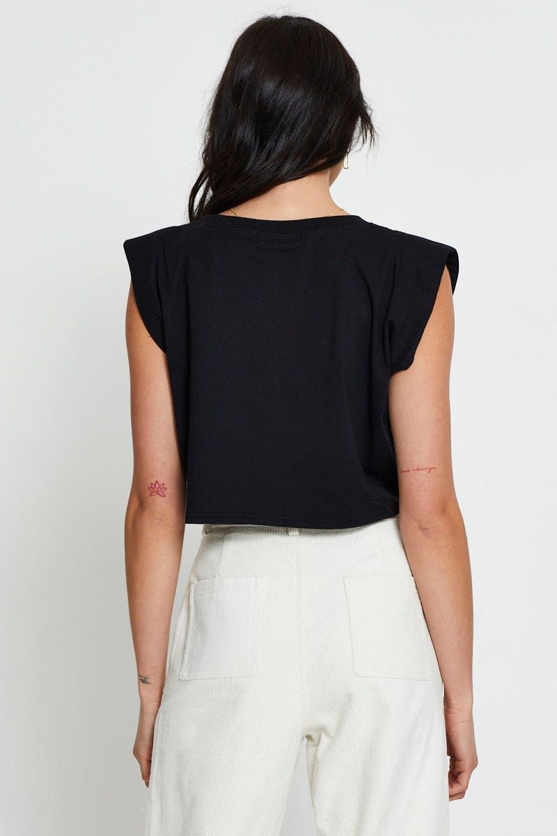 Black Crop T-Shirt Short Sleeve sold by Ally Fashion product image thumbnail 4