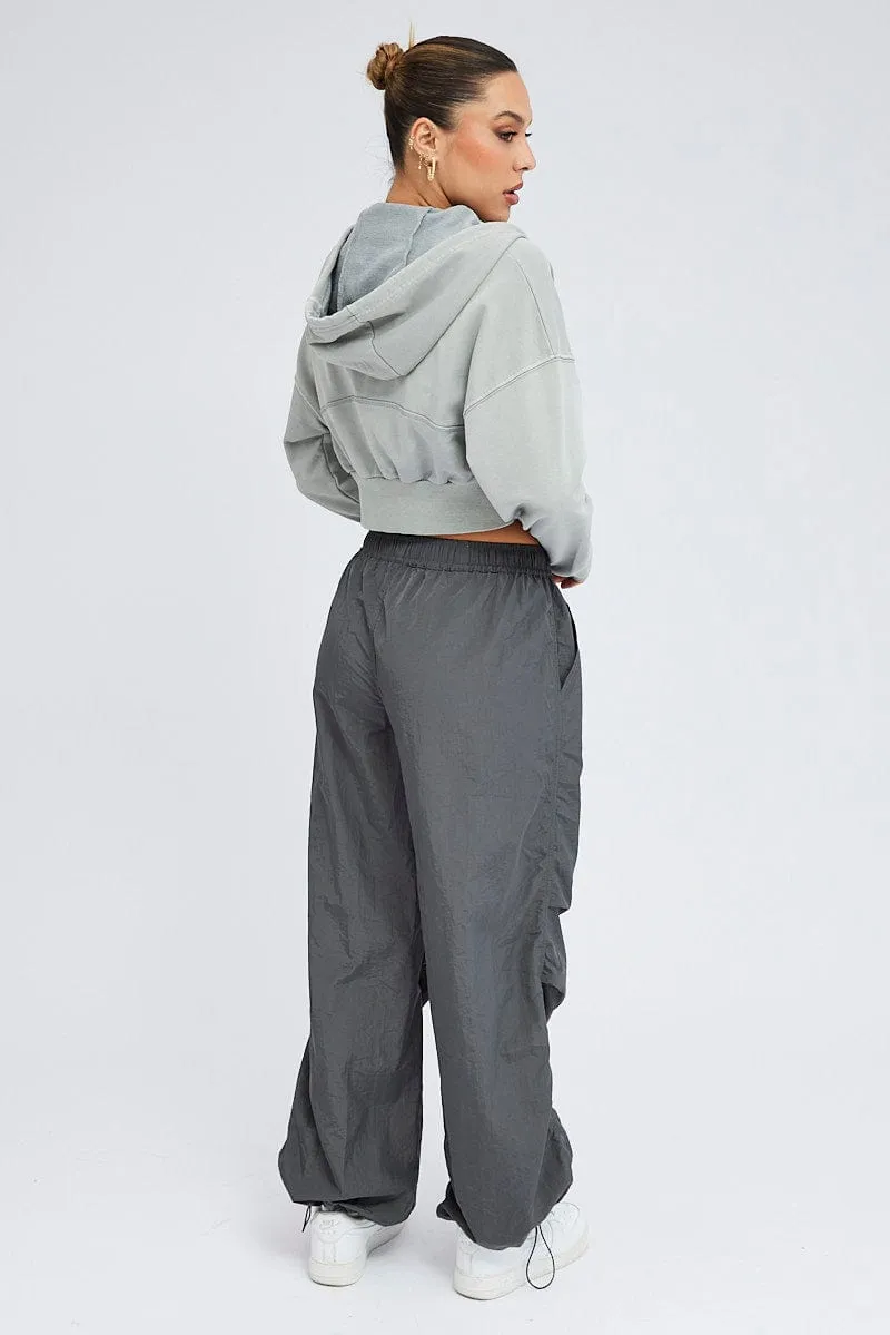 Grey Parachute Cargo Pants Low Rise sold by Ally Fashion product image thumbnail 5