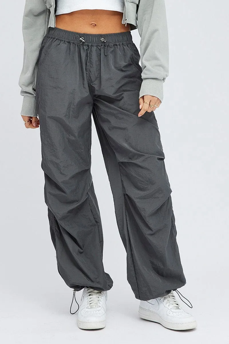 Grey Parachute Cargo Pants Low Rise sold by Ally Fashion product image thumbnail 2
