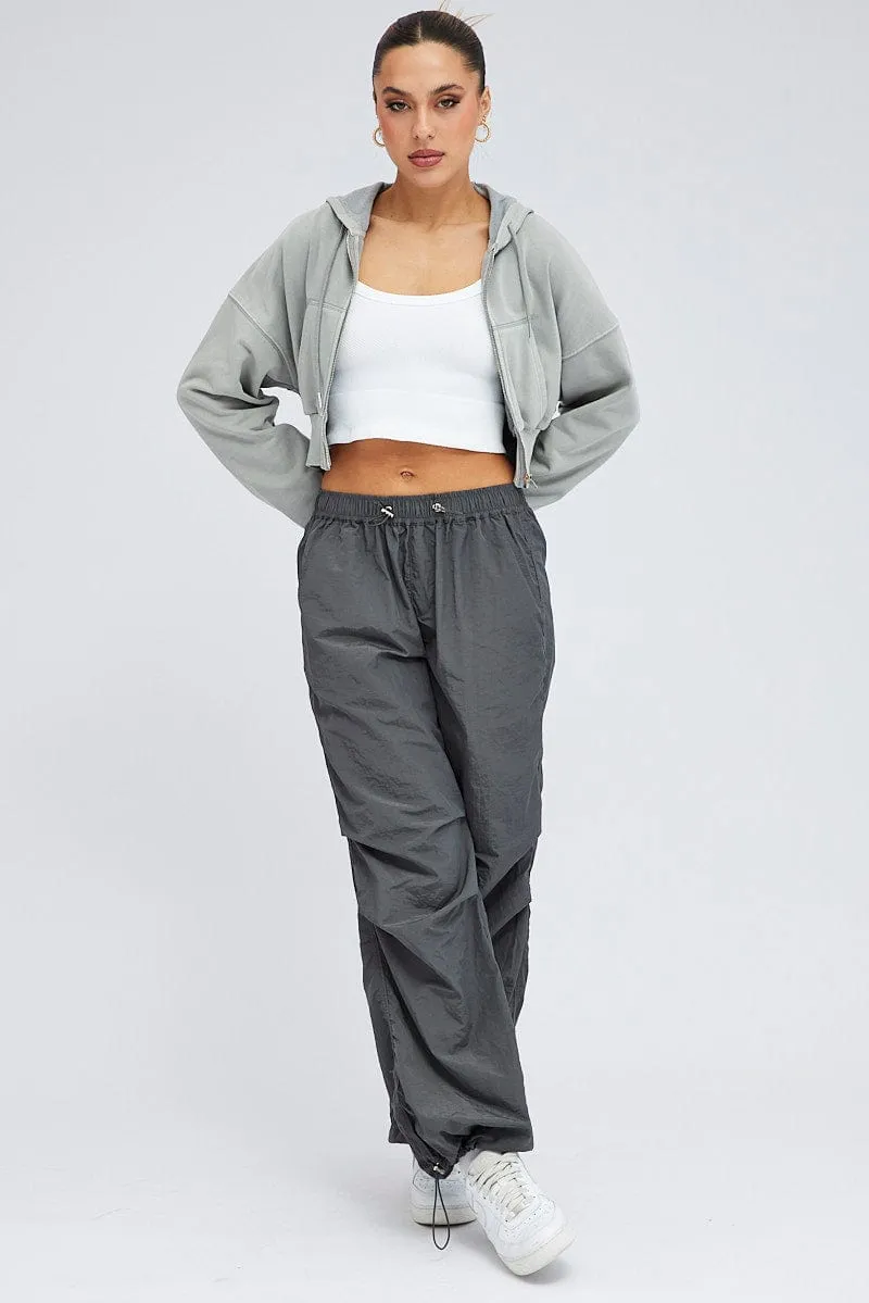 Grey Parachute Cargo Pants Low Rise sold by Ally Fashion product image thumbnail 3