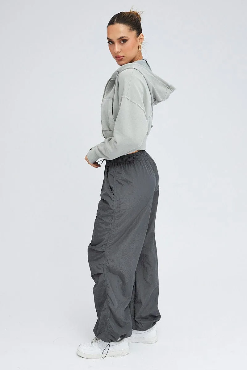 Grey Parachute Cargo Pants Low Rise sold by Ally Fashion product image thumbnail 4