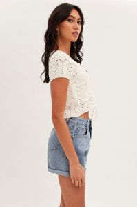 White Crochet Cardigan Short Sleeve sold by Ally Fashion