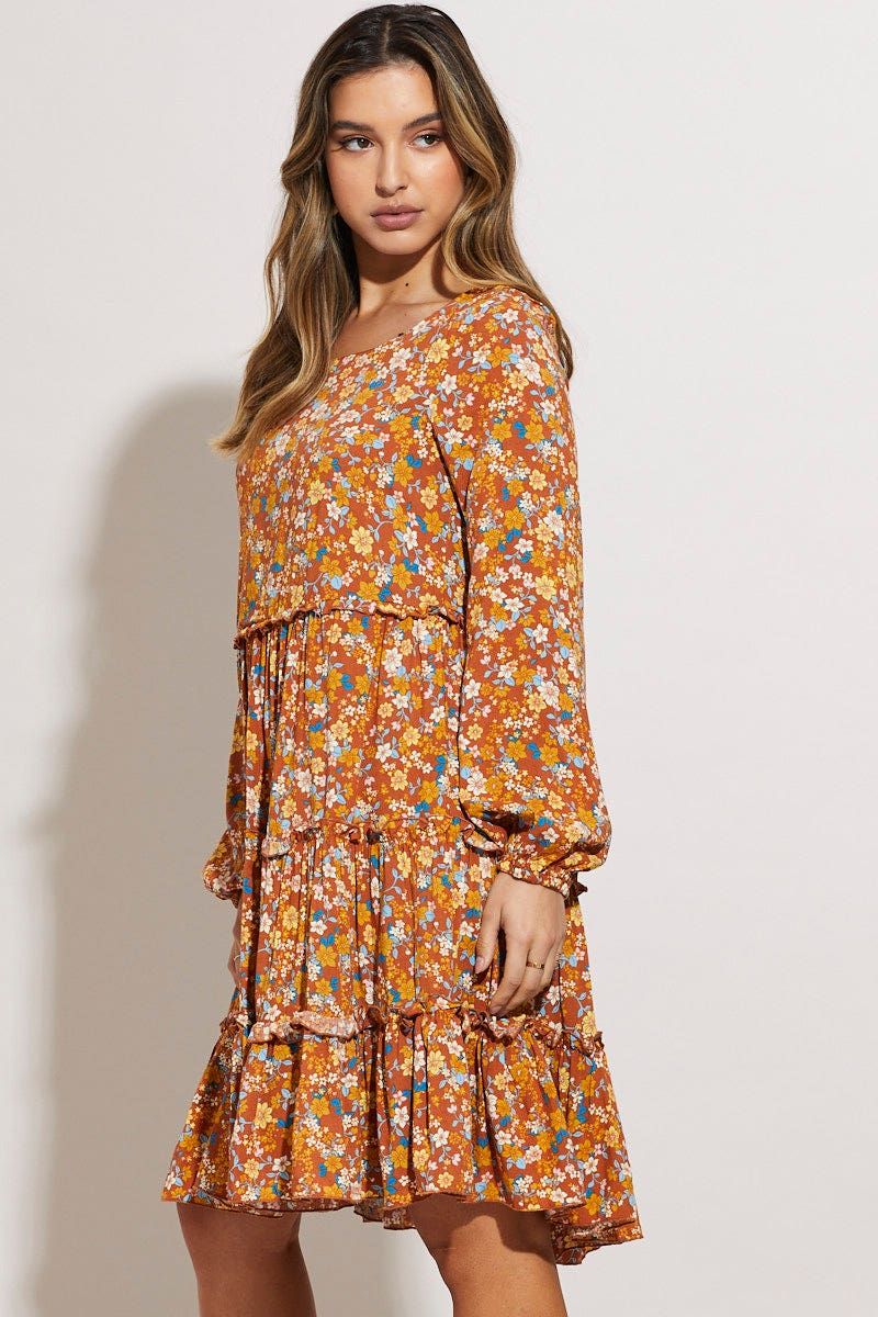Print Mini Dress Long Sleeve sold by Ally Fashion product image thumbnail 3