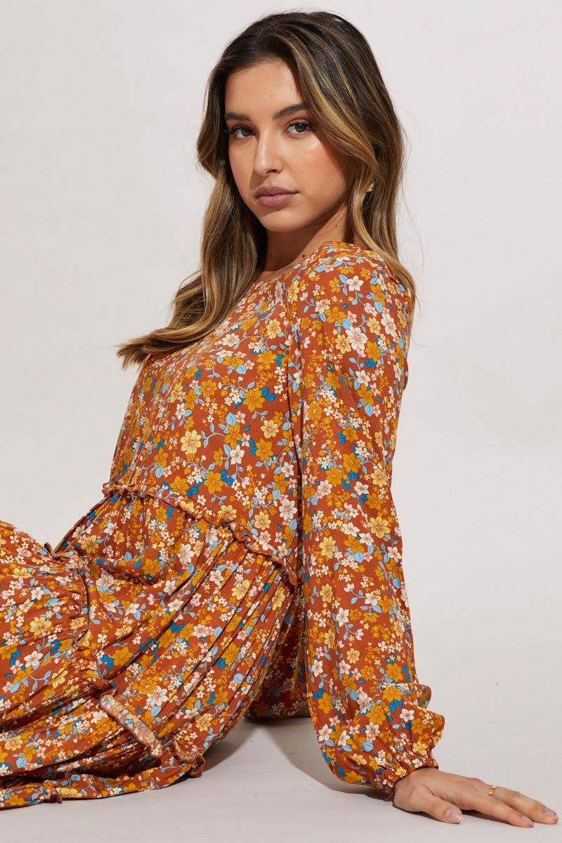 Print Mini Dress Long Sleeve sold by Ally Fashion