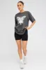 Grey Graphic Tee Short Sleeve Oversized Round Neck sold by Ally Fashion