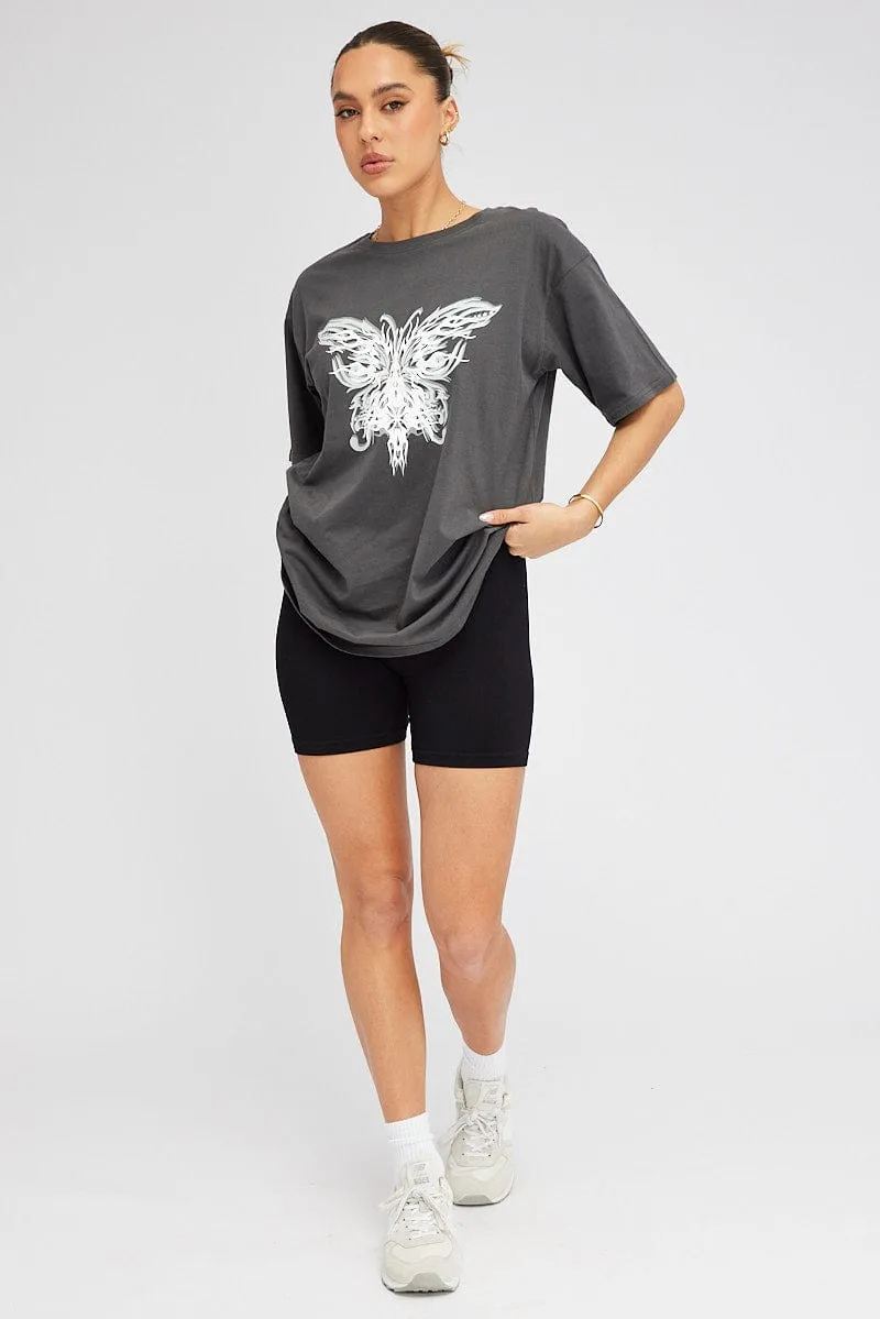 Grey Graphic Tee Short Sleeve Oversized Round Neck sold by Ally Fashion product image thumbnail 2