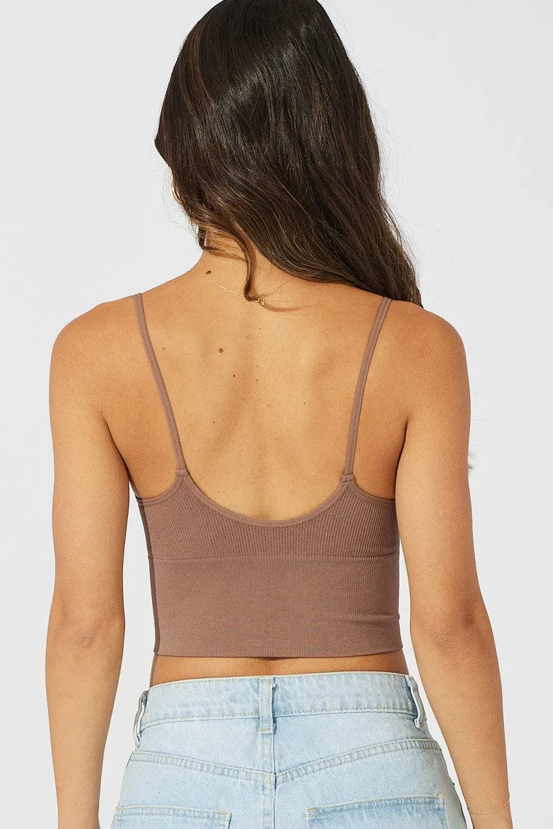 Brown Bralette Round Neck Seamless sold by Ally Fashion product image thumbnail 5