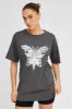 Grey Graphic Tee Short Sleeve Oversized Round Neck sold by Ally Fashion