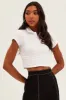 White Crop Polo Short Sleeve sold by Ally Fashion