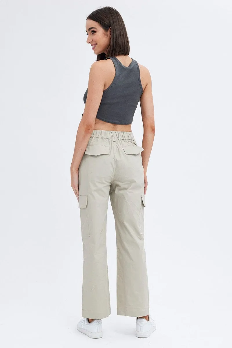 Beige Cargo Pants Mid Rise Carpenter sold by Ally Fashion product image thumbnail 5