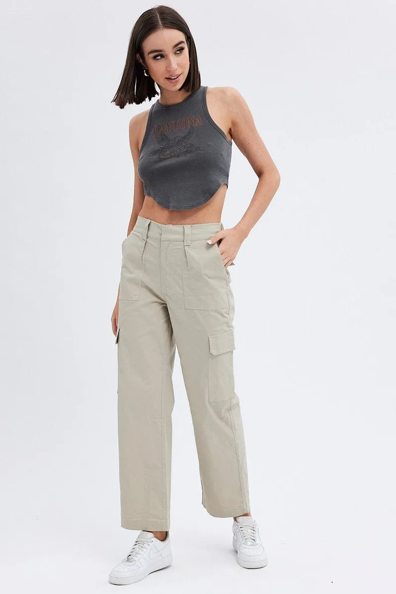 Beige Cargo Pants Mid Rise Carpenter sold by Ally Fashion product image thumbnail 2