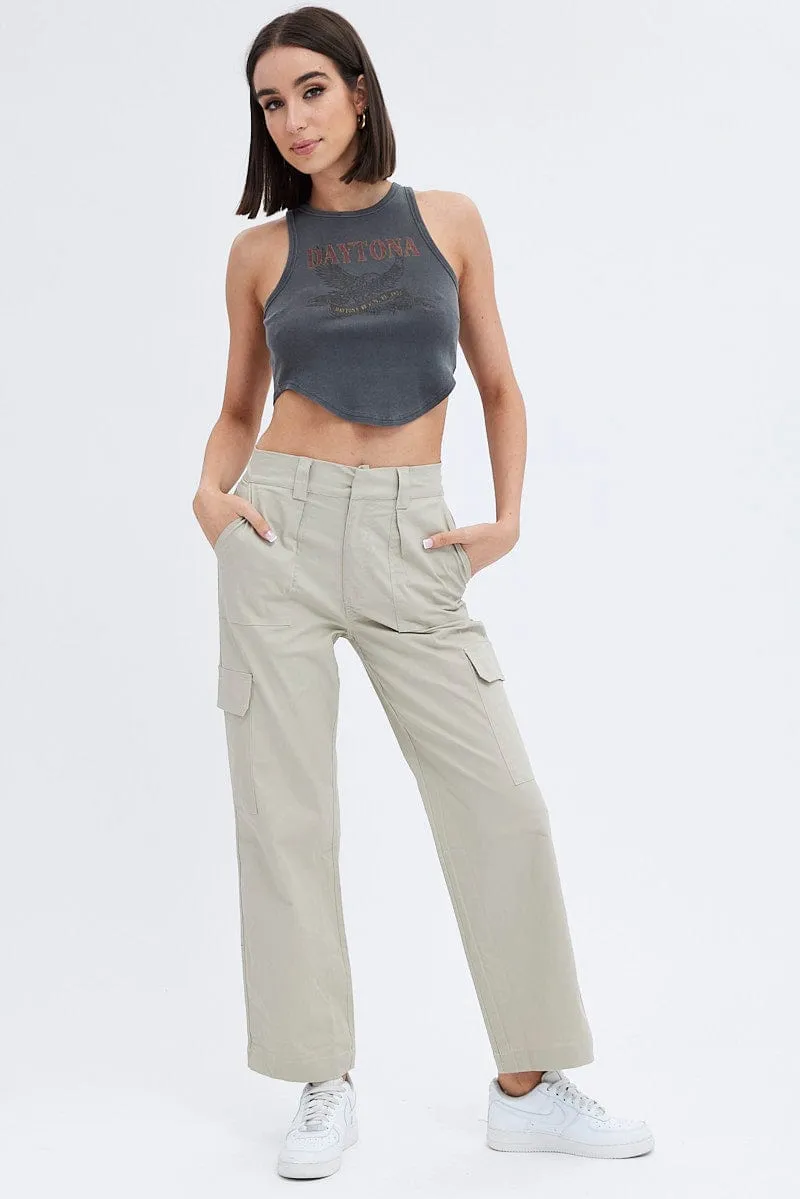 Beige Cargo Pants Mid Rise Carpenter sold by Ally Fashion product image thumbnail 3