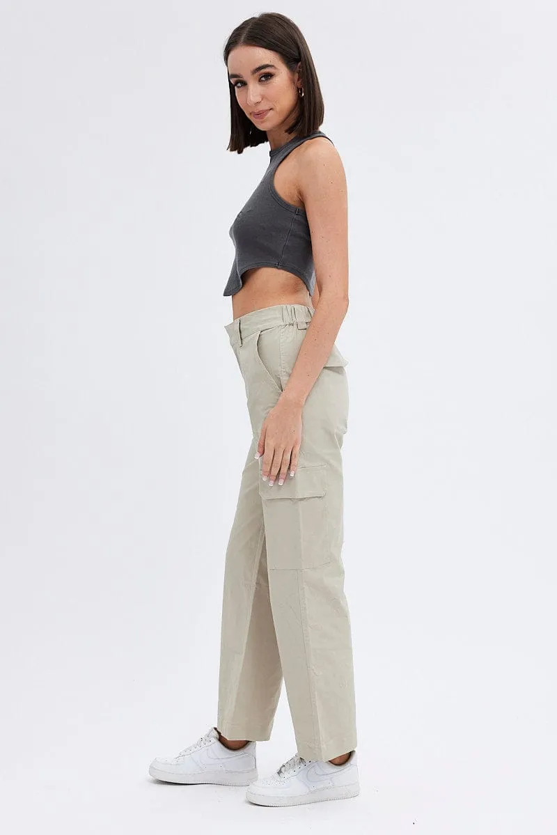 Beige Cargo Pants Mid Rise Carpenter sold by Ally Fashion product image thumbnail 4