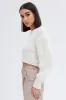 White Knit Top Round Neck Long Sleeve Crop sold by Ally Fashion