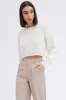 White Knit Top Round Neck Long Sleeve Crop sold by Ally Fashion
