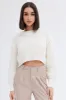 White Knit Top Round Neck Long Sleeve Crop sold by Ally Fashion