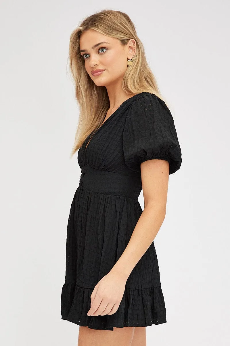 Black Fit And Flare Dress Puff Sleeve Mini sold by Ally Fashion product image thumbnail 4