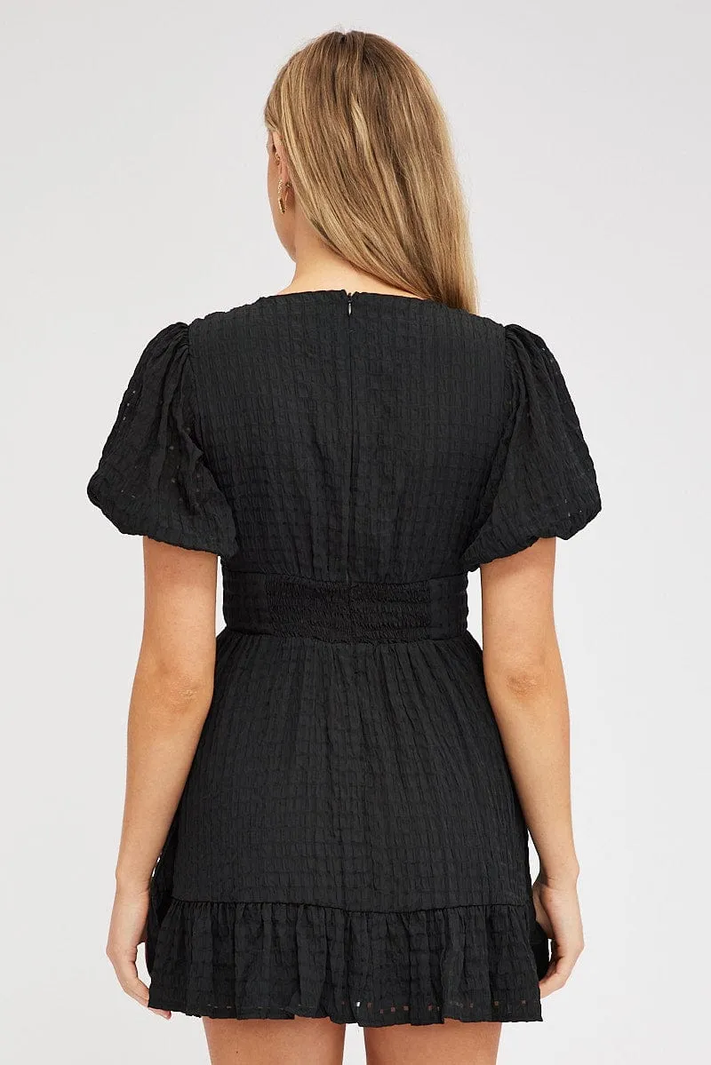 Black Fit And Flare Dress Puff Sleeve Mini sold by Ally Fashion product image thumbnail 5