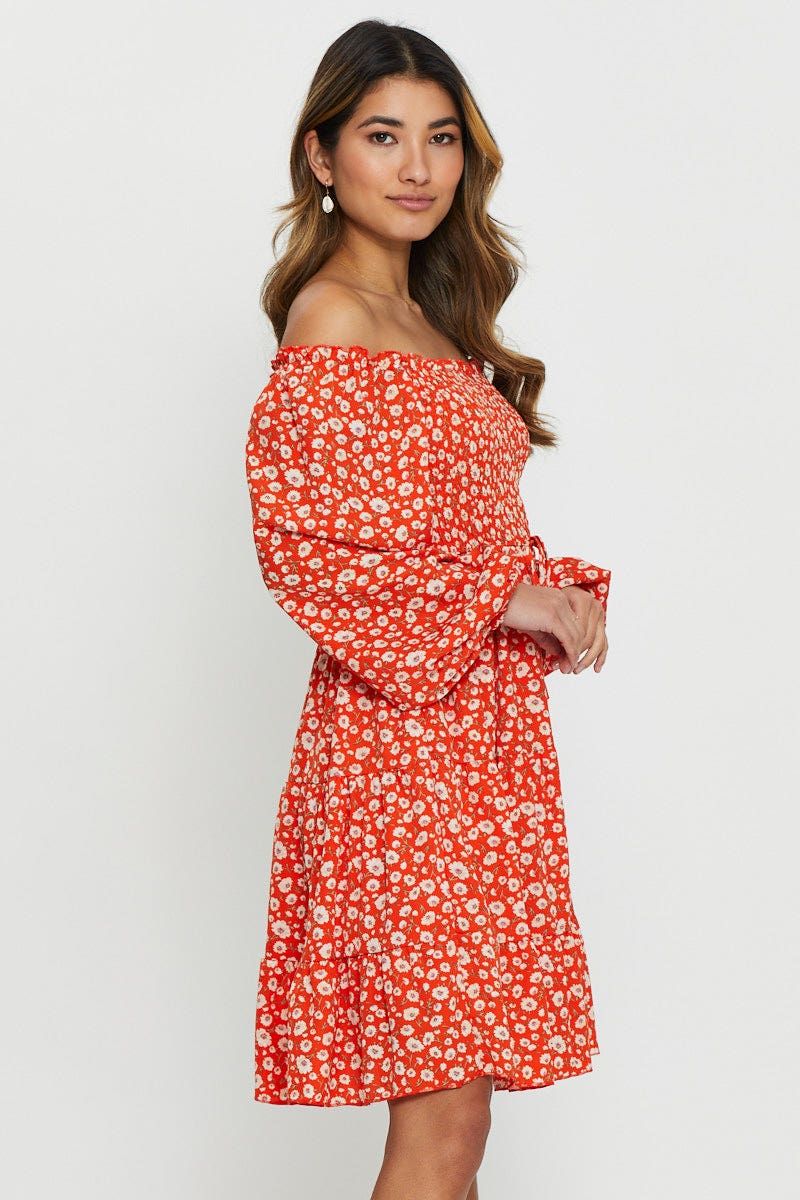 Print Mini Dress Off Shoulder sold by Ally Fashion product image thumbnail 3