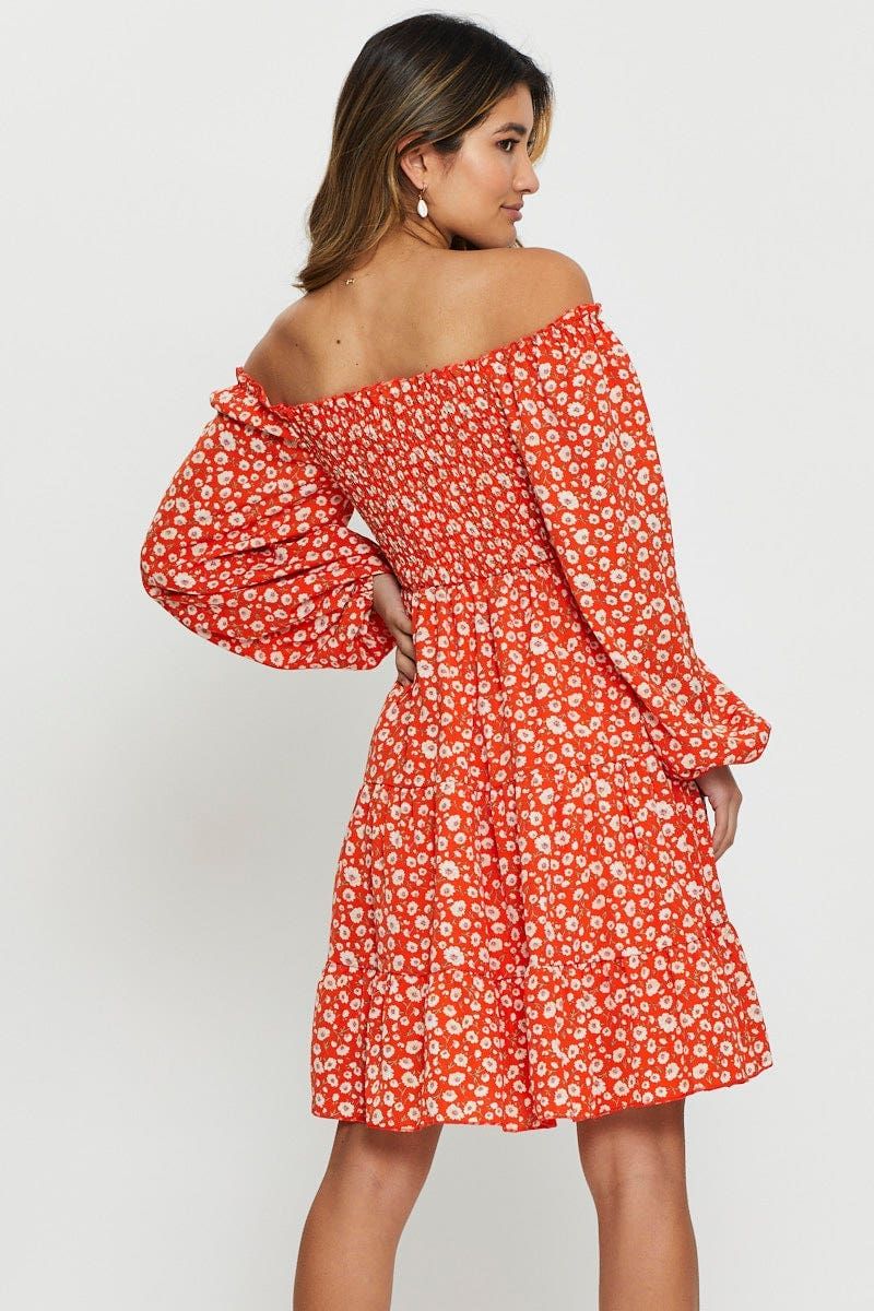 Print Mini Dress Off Shoulder sold by Ally Fashion product image thumbnail 4