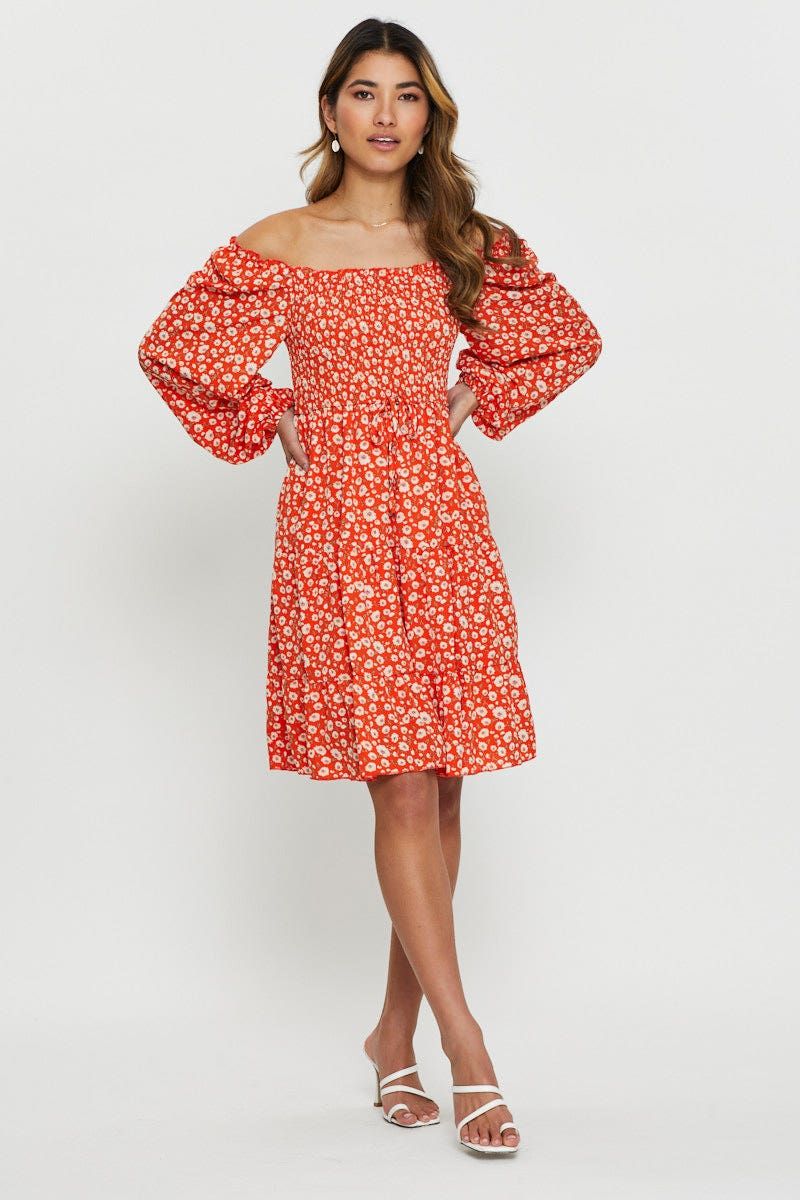 Print Mini Dress Off Shoulder sold by Ally Fashion product image thumbnail 2