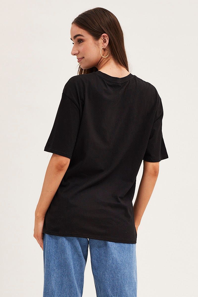 Black Crew Neck Oversized Graphic T-Shirt sold by Ally Fashion product image thumbnail 5