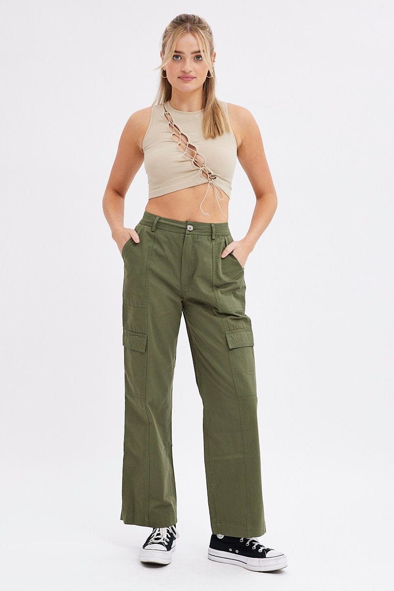 Green Cargo Pants High Rise sold by Ally Fashion