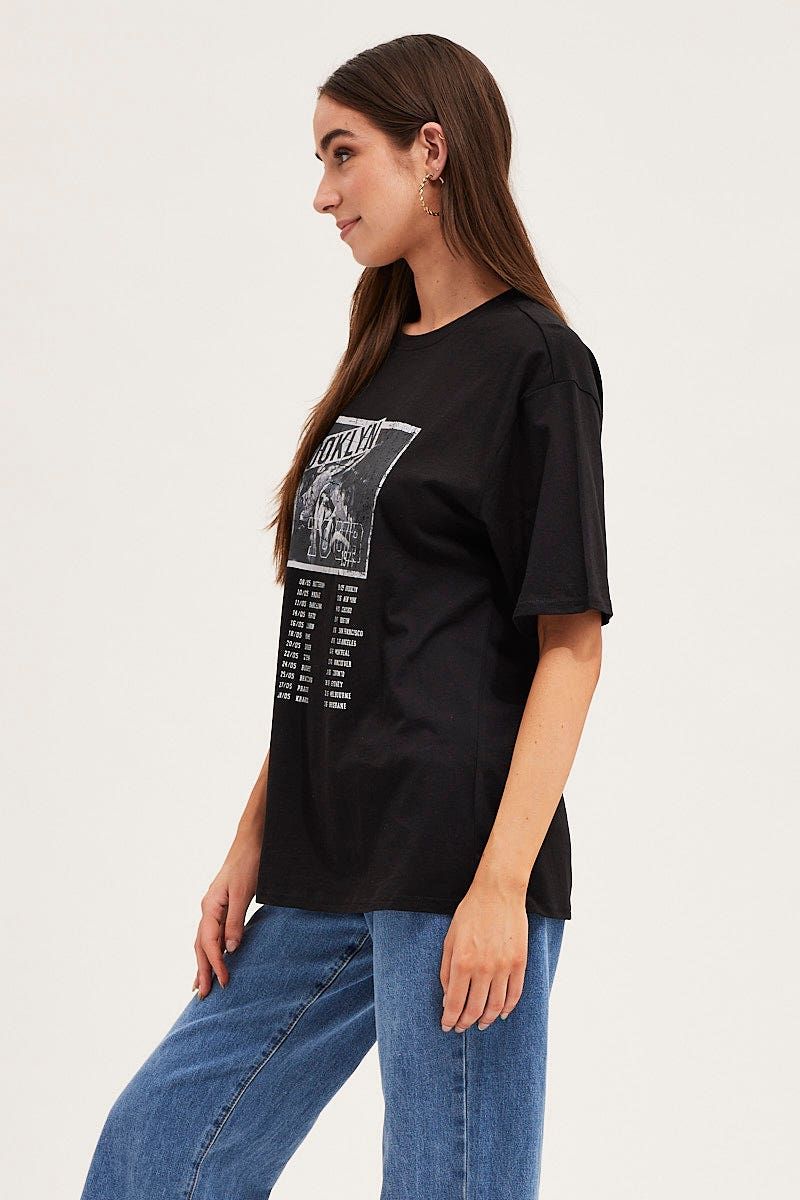 Black Crew Neck Oversized Graphic T-Shirt sold by Ally Fashion product image thumbnail 4