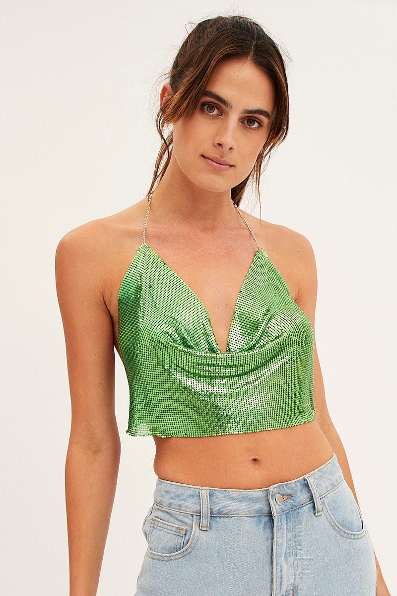 Green Chainmail Top Party Evening sold by Ally Fashion product image thumbnail 3