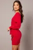 Red Knit Bodycon Dress Wrap Neck sold by Ally Fashion