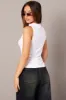 White Sleeveless Top Side Ruched sold by Ally Fashion