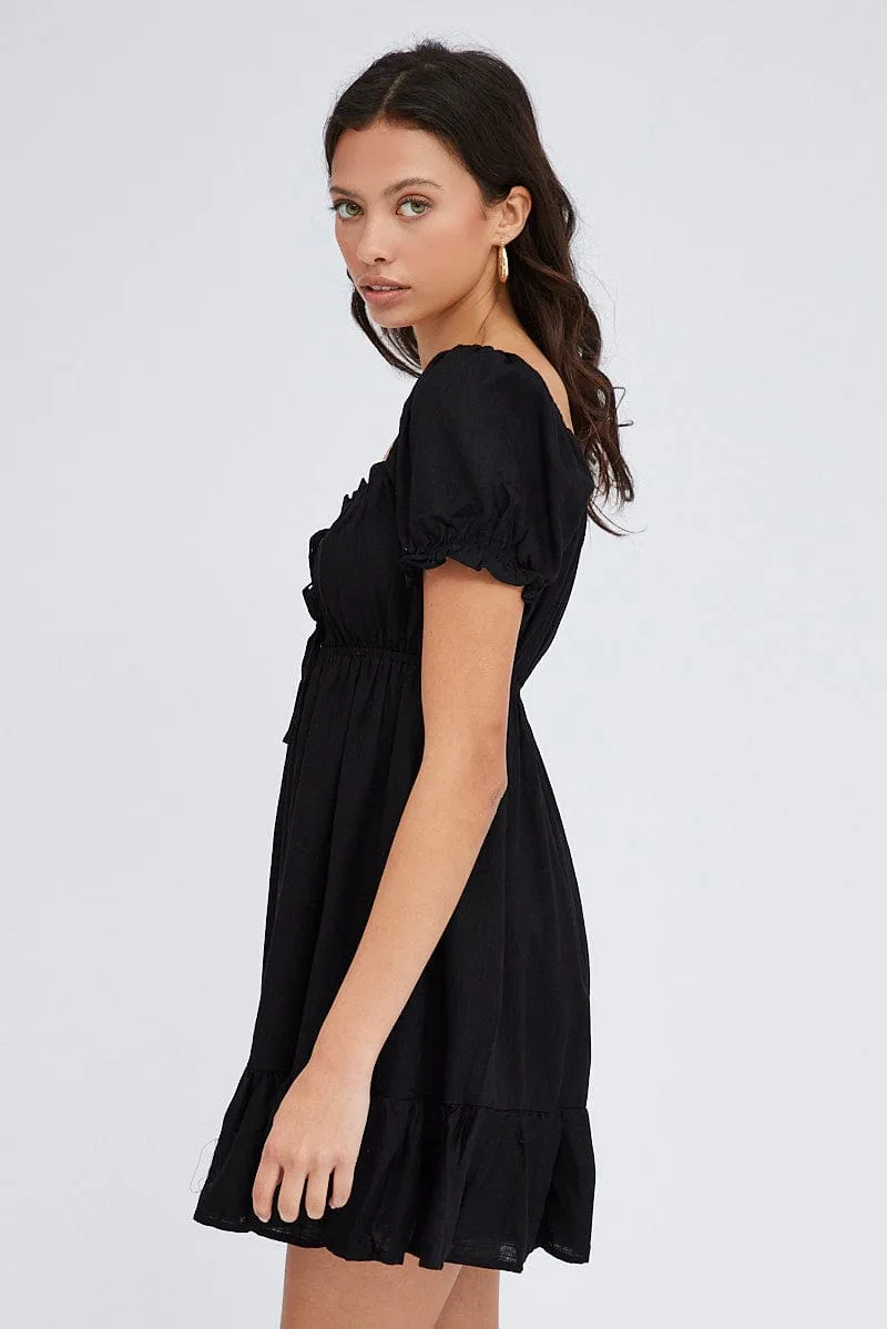 Black Fit And Flare Dress Puff Sleeve Mini sold by Ally Fashion product image thumbnail 4