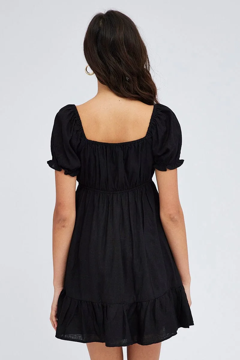 Black Fit And Flare Dress Puff Sleeve Mini sold by Ally Fashion product image thumbnail 5
